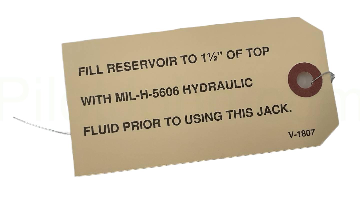Shop Tronair V-1807 - Reservoir Fill Tag | Pilot John