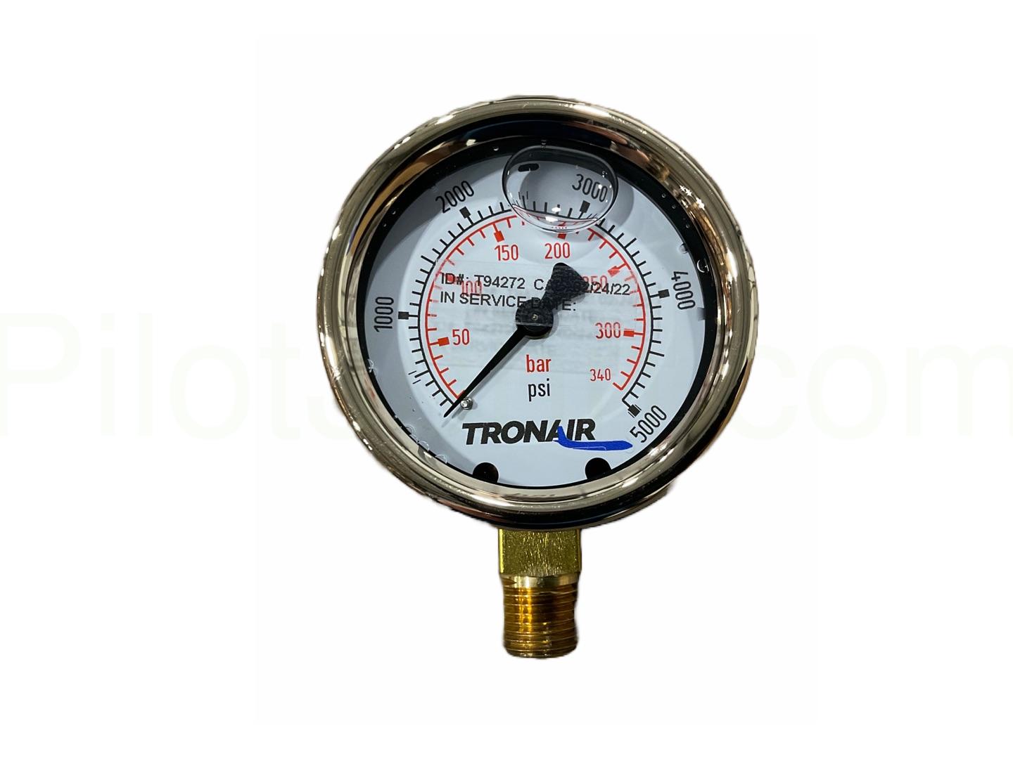 Tronair HC1042 Replacement Pressure Gauge, 0 to 5,000 psi Pilot John