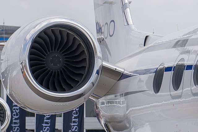 Closeup of aircraft engine