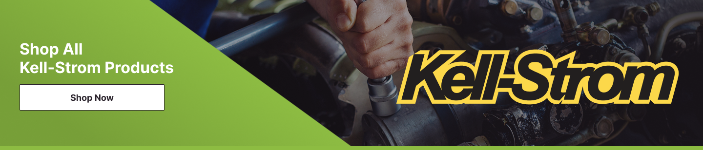 Shop all Kell-Strom products â aviation maintenance tools and aerospace solutions. Image shows a mechanicâs hand using a tool on an aircraft engine with the Kell-Strom logo overlaid.