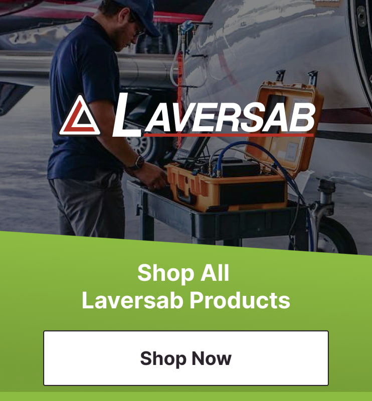 A person next to an aircraft using a Laversab unit.