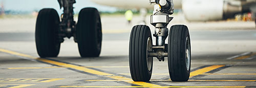 Aircraft Tires on Tarmac with Landing Gear
