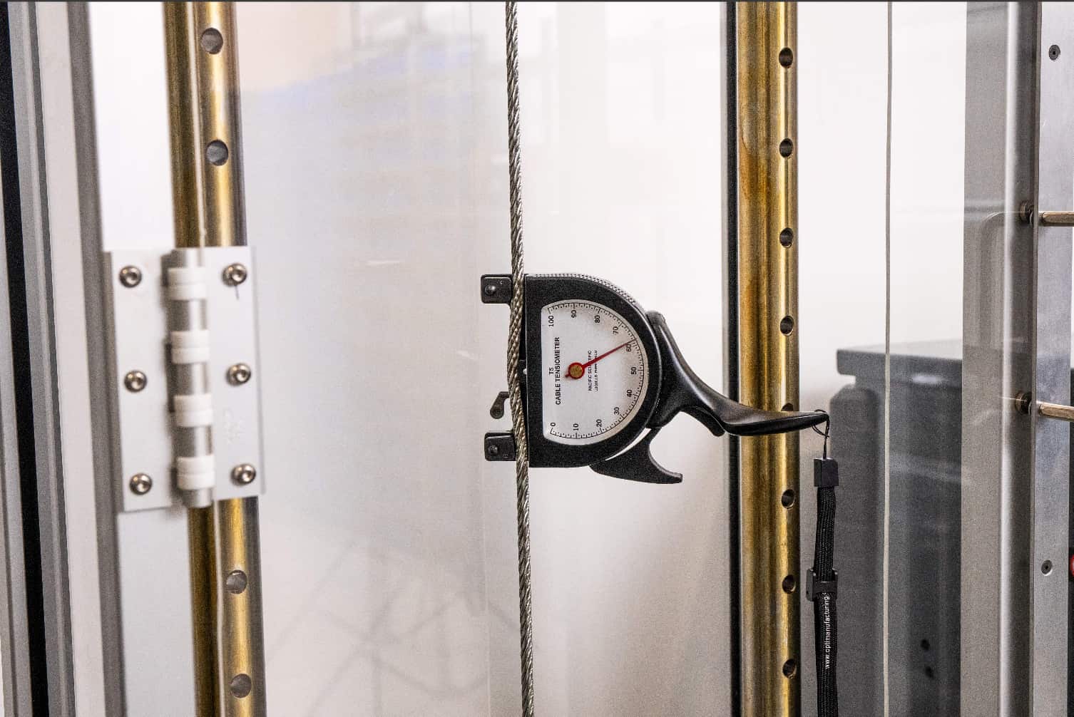 Close-Up of Calibration Equipment in Use on a Cable Tensiometer