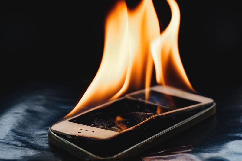 Smartphone Experiencing Lithium-Ion Battery Fire