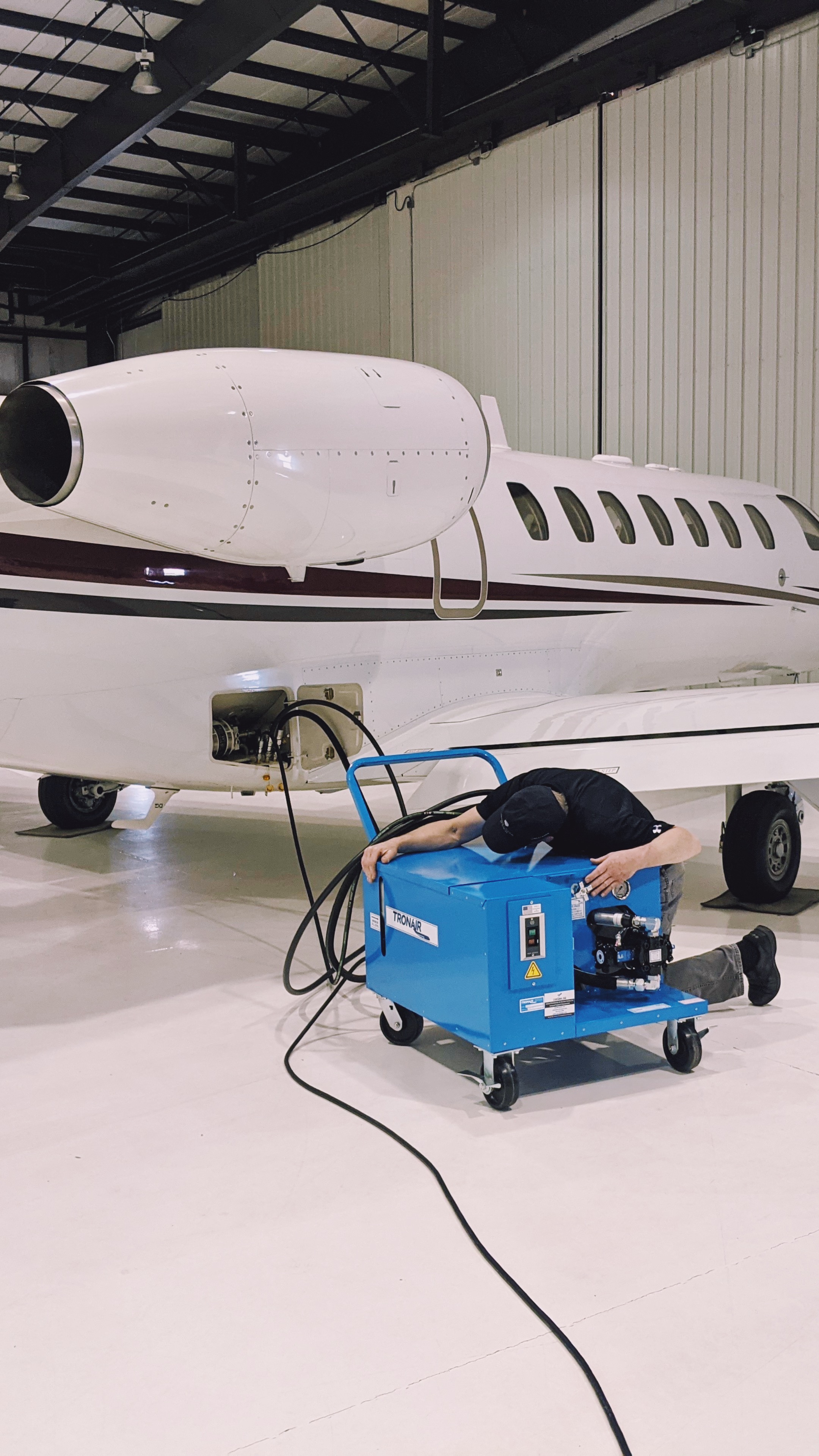 Hydraulic Power Unit (HPU) in Use, Connected to an Aircraft