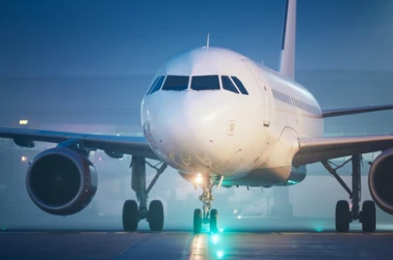 Plane during taxiing to a runway for take-off
